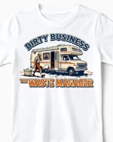 Dirty Business | Lustiges Camping & Vanlife T-Shirt für Kinder & kleine Kassetten-Profis weiss Close-Up