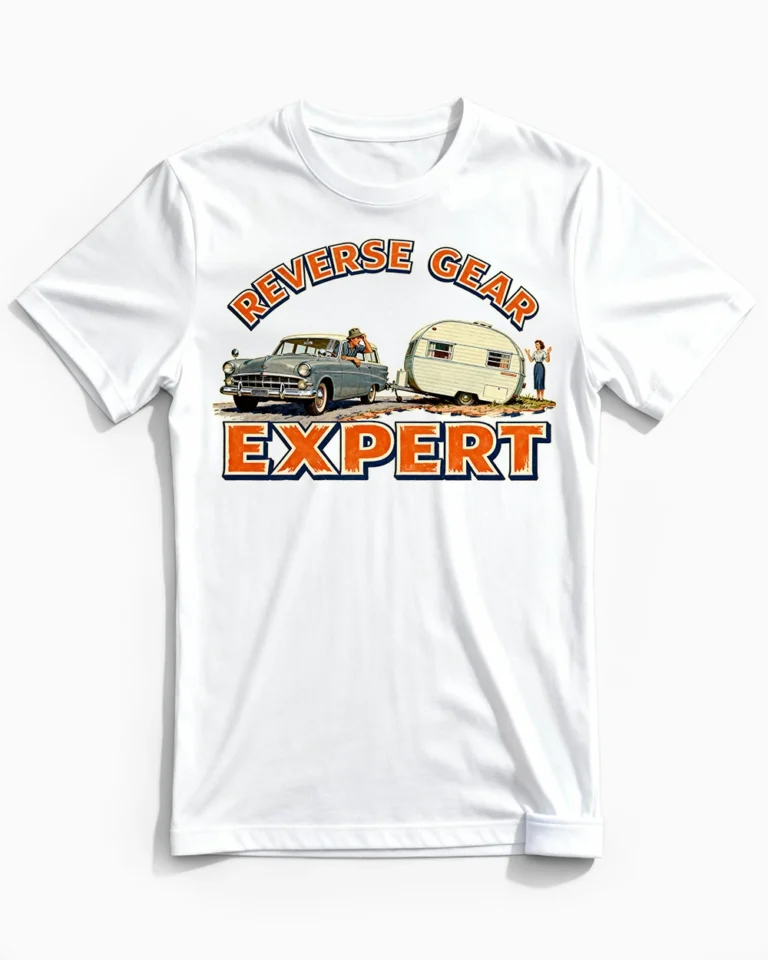 Reverse Gear Expert | Lustiges Wohnwagen & Camping T-Shirt für Herren & unerschrockene Gespannfahrer weiss