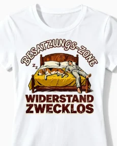 Besatzungszone | Lustiges Hunde & Frauchen T-Shirt für Damen & geduldige Frauchen weiss Close-Up