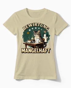 Bewirtung mangelhaft | Das lustige Katzen-Damenshirt für stolze Katzenmamas beige