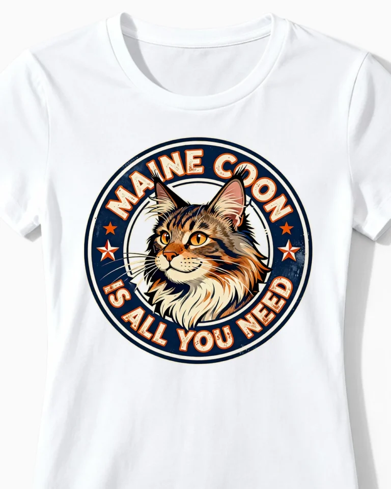 Maine Coon is all you need | Lustiges Katzen T-Shirt für Damen & echte Katzen-Mamas weiss Close-Up