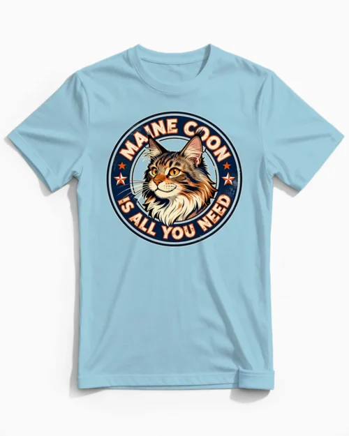 Maine Coon is all you need | Lustiges Katzen T-Shirt für Herren & stolze Katzenväter blau