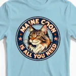 Maine Coon is all you need | Lustiges Katzen T-Shirt für Herren & stolze Katzenväter blau Close-Up