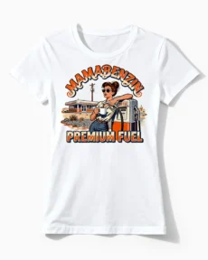 Mamabenzin Premium Fuel Kaffee-Damenshirt weiss