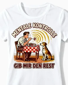 Mentale Kontrolle | Das lustige Hunde-Damenshirt für willenlose Hundemamas weiss Close-Up