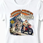 Modus-Mogler | Lustiges Anti E-Bike & Fahrrad T-Shirt für Damen und echte Wadl-Beißerinnen weiss Close-Up