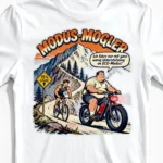 Modus-Mogler | Lustiges Anti E-Bike & Fahrrad T-Shirt für Herren & echte Wadl-Beißer weiss Close-Up