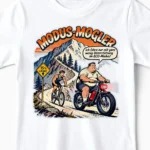 Modus-Mogler | Lustiges Anti E-Bike & Fahrrad T-Shirt für Kinder und kleine Wadl-Beißer weiss Close-Up