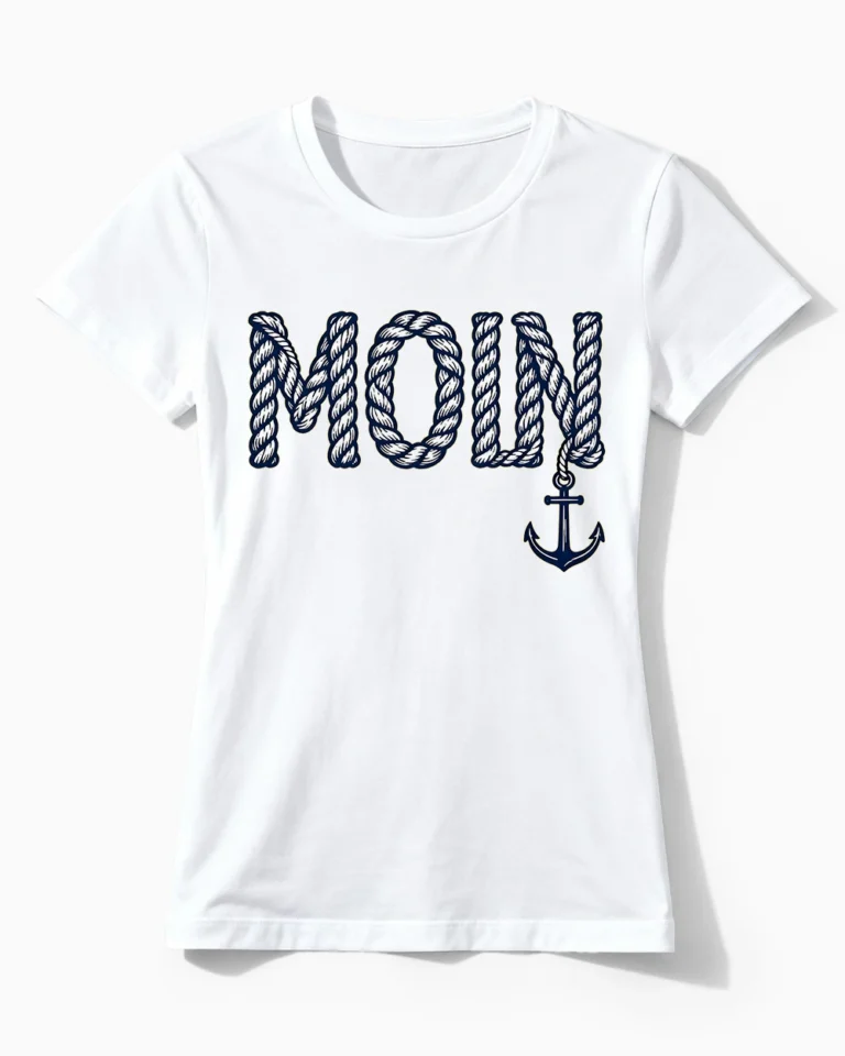 Moin | Maritimes Nordsee T-Shirt für Damen & Küstenmädels im Tau-Design weiss