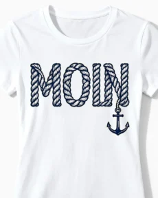 Moin | Maritimes Nordsee T-Shirt für Damen & Küstenmädels im Tau-Design weiss Close-Up