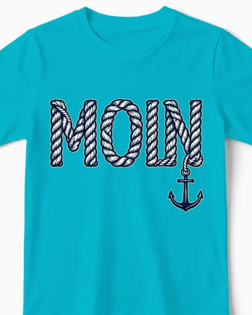 Moin | Das Nordsee-Kindershirt im Tau-Design für kleine Leichtmatrosen & Küstenkids hellblau Close-Up