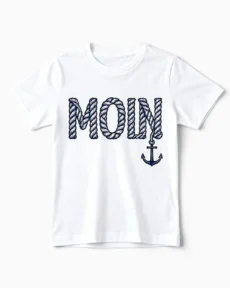 Moin | Maritimes Nordsee T-Shirt für Kinder & kleine Leichtmatrosen im Tau-Design weiss