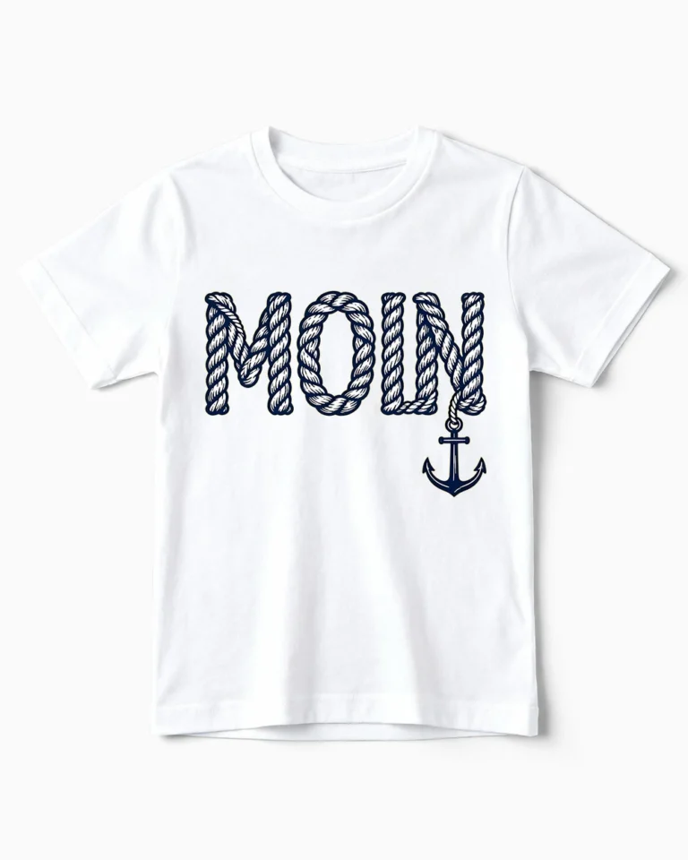 Moin | Maritimes Nordsee T-Shirt für Kinder & kleine Leichtmatrosen im Tau-Design weiss