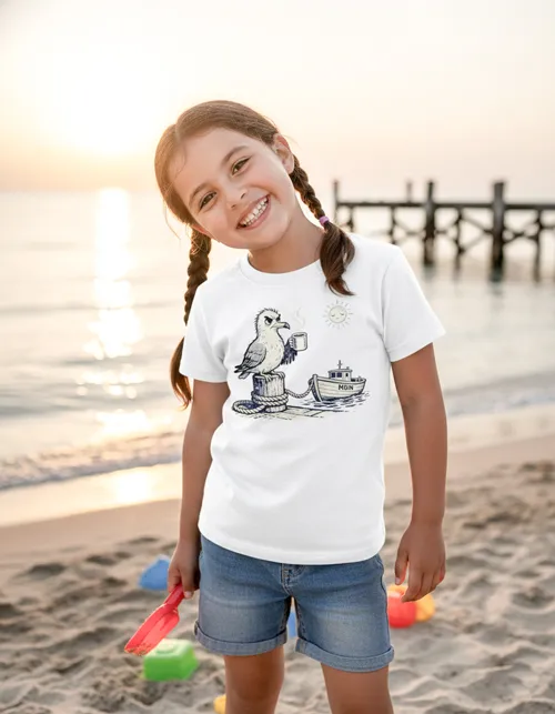 Mürrische Moin-Möwe | Lustiges Nordsee-Kindershirt für kleine Nordlichter & Morgenmuffel