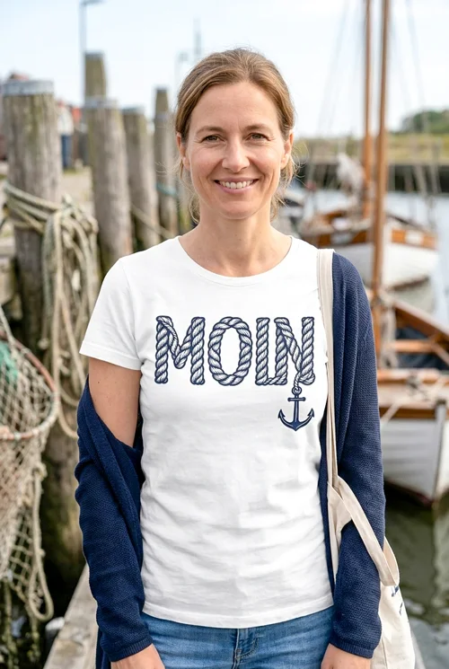 Moin | Das Nordsee-Damenshirt im Tau-Design für Küstenmädels & Strandperlen