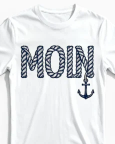 Moin | Maritimes Nordsee T-Shirt für Herren & echte Küstenkerle im Tau-Design weiss Close-Up