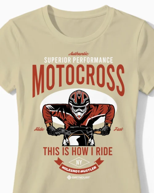 Holeshot Hustler | Motocross & Enduro T-Shirt für Damen & die maximale Power am Start beige Close-Up