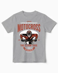 Holeshot Hustler | Motocross & Enduro T-Shirt für Kinder & kleine Helden am Startgatter graumeliert