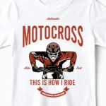 Holeshot Hustler | Motocross & Enduro T-Shirt für Kinder & kleine Helden am Startgatter weiss Close-Up