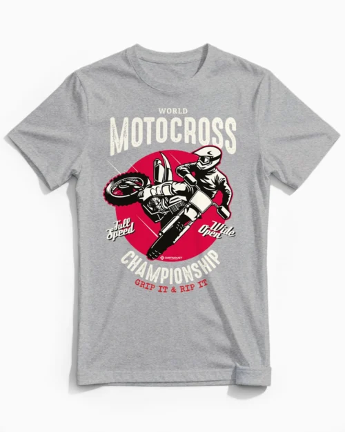 Championship | Das Motocross & Enduro T-Shirt für Herren und den Holeshot am Startgatter graumeliert
