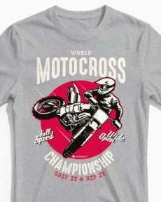 Championship | Das Motocross & Enduro T-Shirt für Herren und den Holeshot am Startgatter graumeliert Close-Up