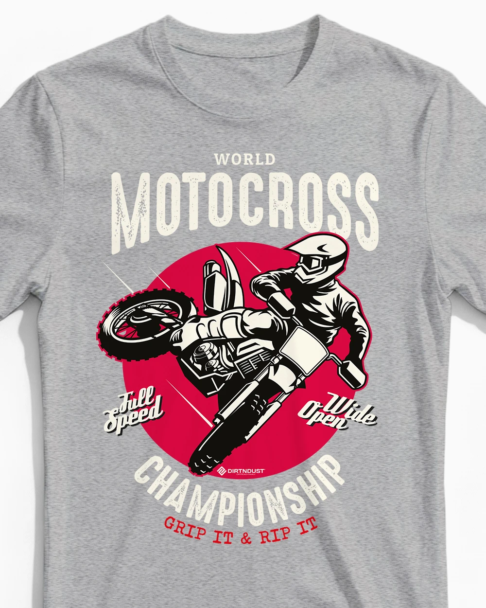 motocross-herren-t-shirt-championship-graumeliert-cu Championship | Das Motocross & Enduro T-Shirt für Herren und den Holeshot am Startgatter graumeliert Close-Up