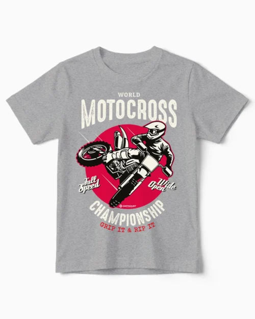 Championship | Motocross & Enduro T-Shirt für Kinder & kleine Vollgas-Helden graumeliert