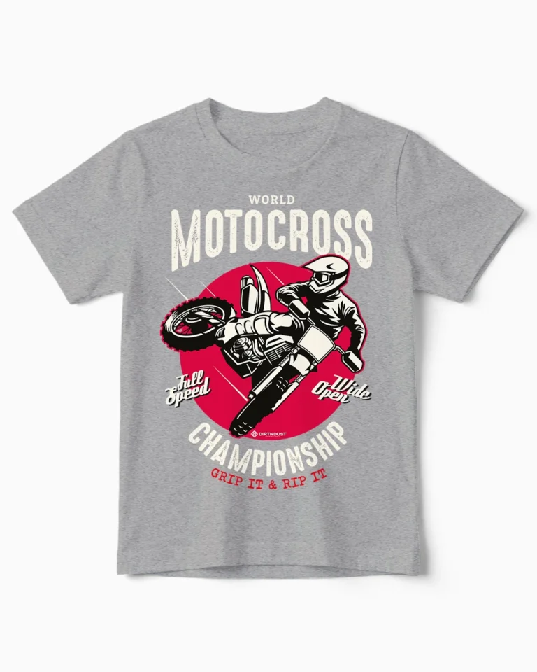 Championship | Motocross & Enduro T-Shirt für Kinder & kleine Vollgas-Helden graumeliert