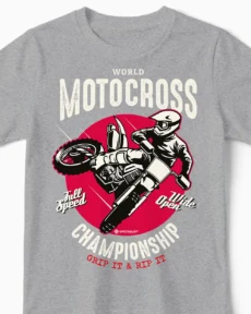 Championship | Motocross & Enduro T-Shirt für Kinder & kleine Vollgas-Helden graumeliert Close-Up