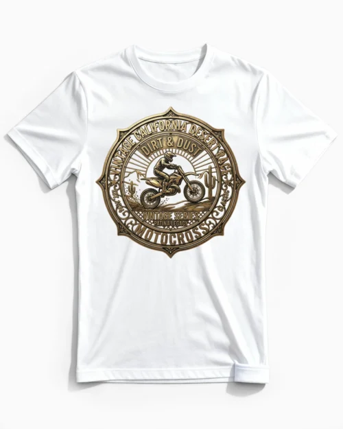 Desert Race | Das Motocross Herrenshirt im kalifornischen Vintage-Emblem Design weiss