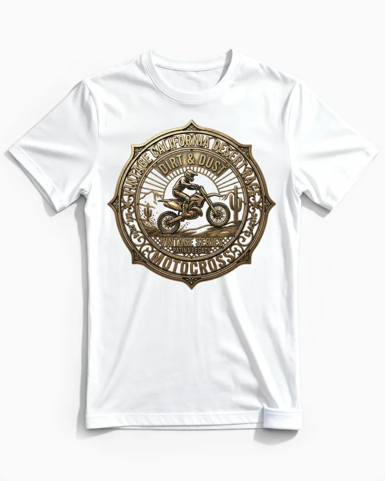 Desert Race | Das Motocross Herrenshirt im kalifornischen Vintage-Emblem Design weiss
