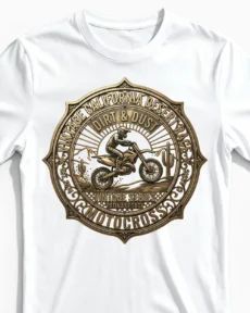 Desert Race | Das Motocross Herrenshirt im kalifornischen Vintage-Emblem Design weiss Close-Up