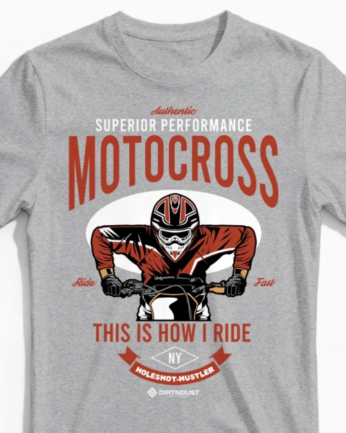 Holeshot Hustler | Motocross T-Shirt für Herren & den perfekten Start am Gatter graumeliert Close-Up