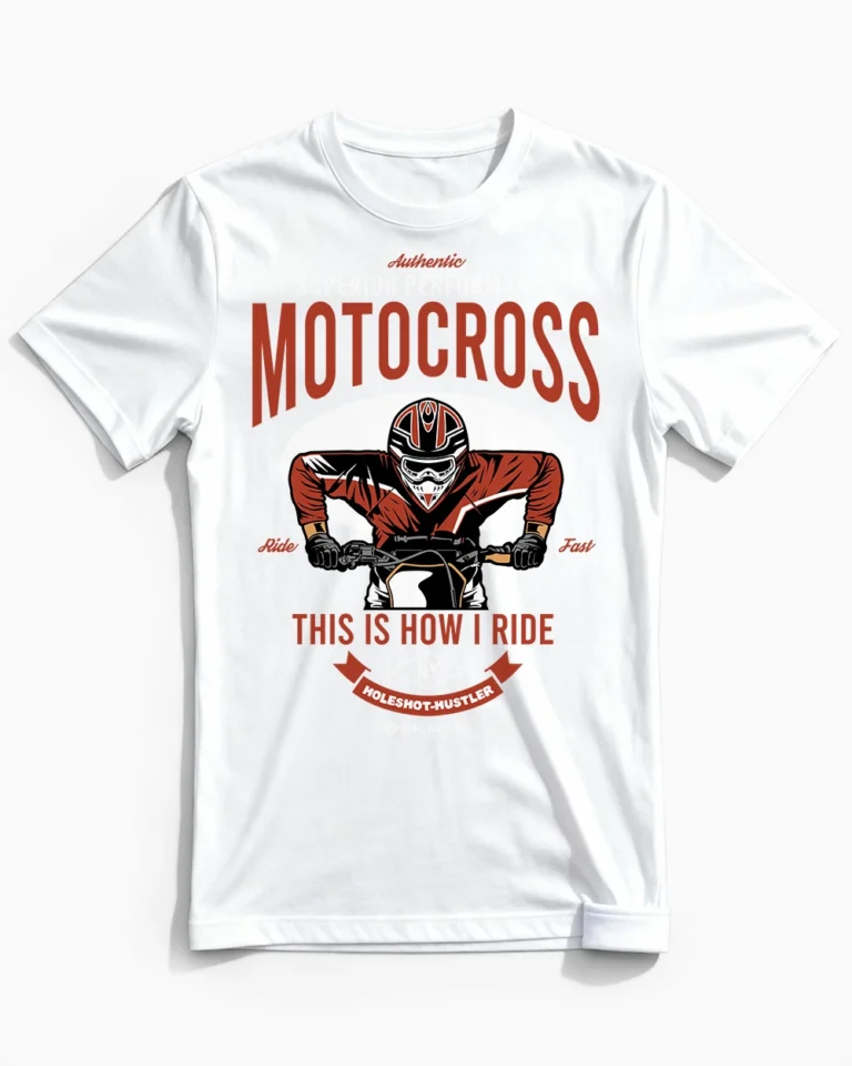 Holeshot Hustler | Motocross T-Shirt für Herren & den perfekten Start am Gatter weiss