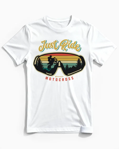 Just Ride | Das Motocross Herren T-Shirt im entspannten Retro-Look weiss