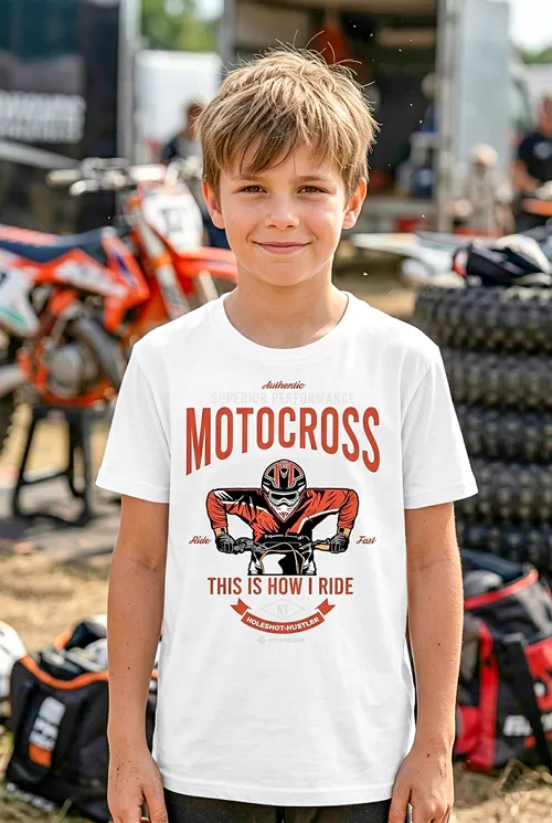 Holeshot Hustler | Motocross T-Shirt für Kinder & kleine Helden am Startgatter