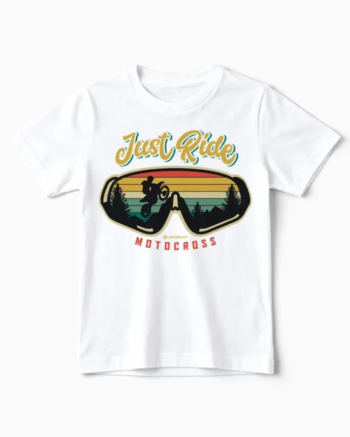 Just Ride | Das Motocross Kinder T-Shirt im Retro-Stil für den MX-Nachwuchs weiss