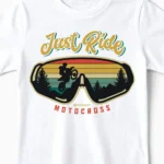 Just Ride | Das Motocross Kinder T-Shirt im Retro-Stil für den MX-Nachwuchs weiss Close-Up