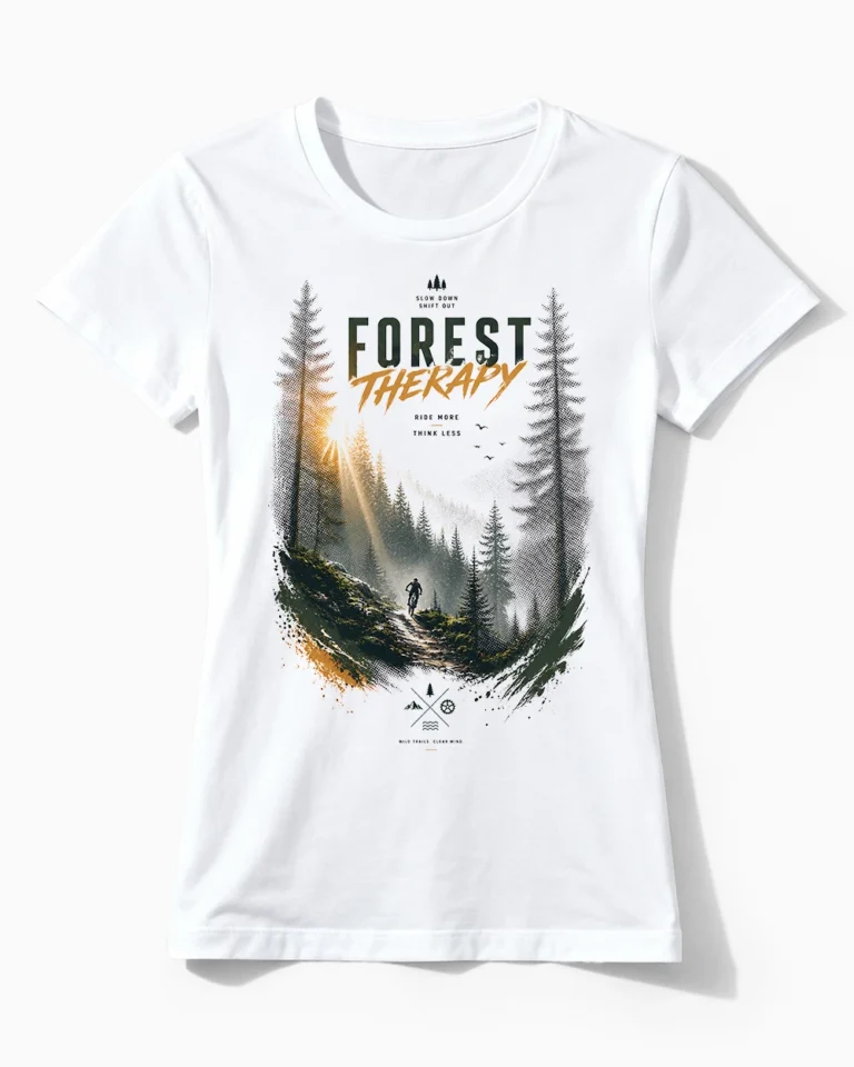 Forest Therapy | Stylisches Fahrrad & MTB T-Shirt für Damen & freiheitsliebende Bikerinnen weiss