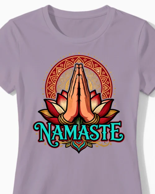 Namaste Lotus Damenshirt in lila Close-Up