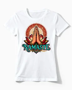 Namaste Lotus | Achtsames Yoga T-Shirt für Damen & entspannte Yoginis in Balance weiss