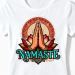 Namaste Lotus | Achtsames Yoga T-Shirt für Damen & entspannte Yoginis in Balance weiss Close-Up