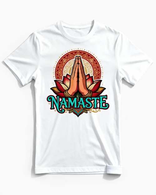 Namaste Lotus | Entspanntes Yoga T-Shirt für Herren & moderne Alltags-Yogis mit Zen-Faktor in weiss