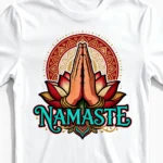Namaste Lotus | Entspanntes Yoga T-Shirt für Herren & moderne Alltags-Yogis mit Zen-Faktor weiss Close-Up