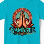 Namaste Lotus Kindershirt in hellblau Close-Up