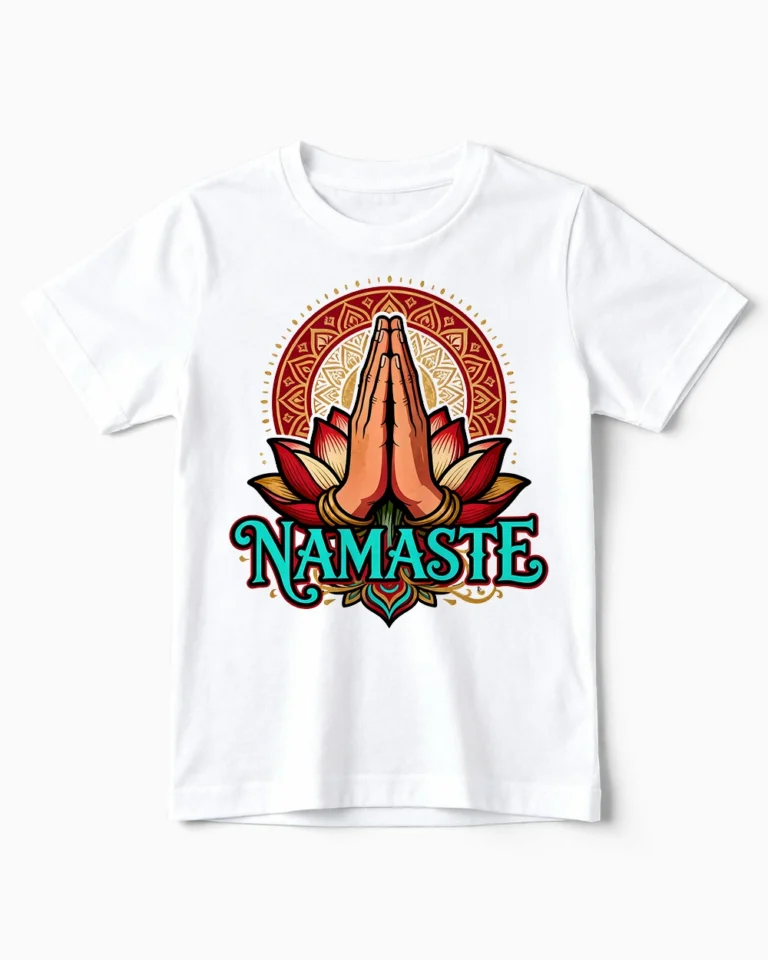 Namaste Lotus | Spirituelles Yoga T-Shirt für Kinder & kleine Nachwuchs-Yogis mit Zen-Faktor weiss