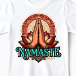 Namaste Lotus | Spirituelles Yoga T-Shirt für Kinder & kleine Nachwuchs-Yogis mit Zen-Faktor weiss Close-Up