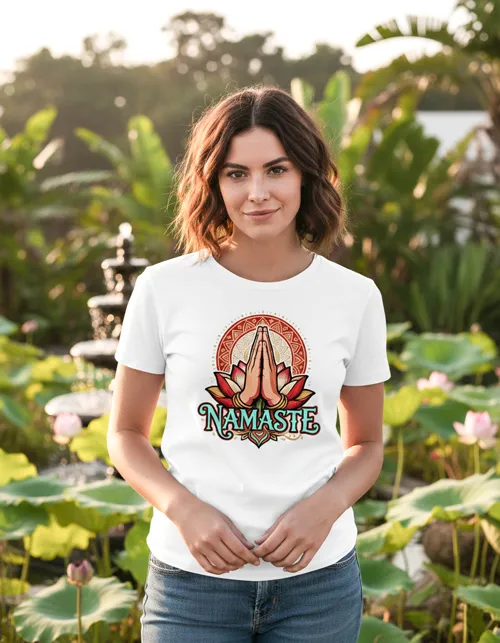 Namaste Lotus | Achtsames Yoga-Damenshirt für entspannte Yoga-Ladys in Balance
