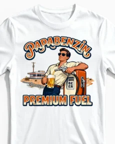 Papabenzin | Lustiges Bier & Retro T-Shirt für Herren & echte Väter weiss Close-Up