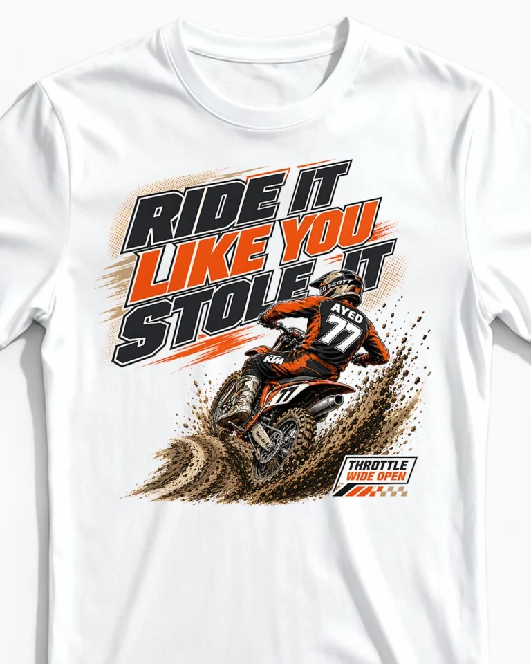 Ride It Like You Stole It | Lustiges Motocross & Enduro T-Shirt für Herren weiss Close-Up